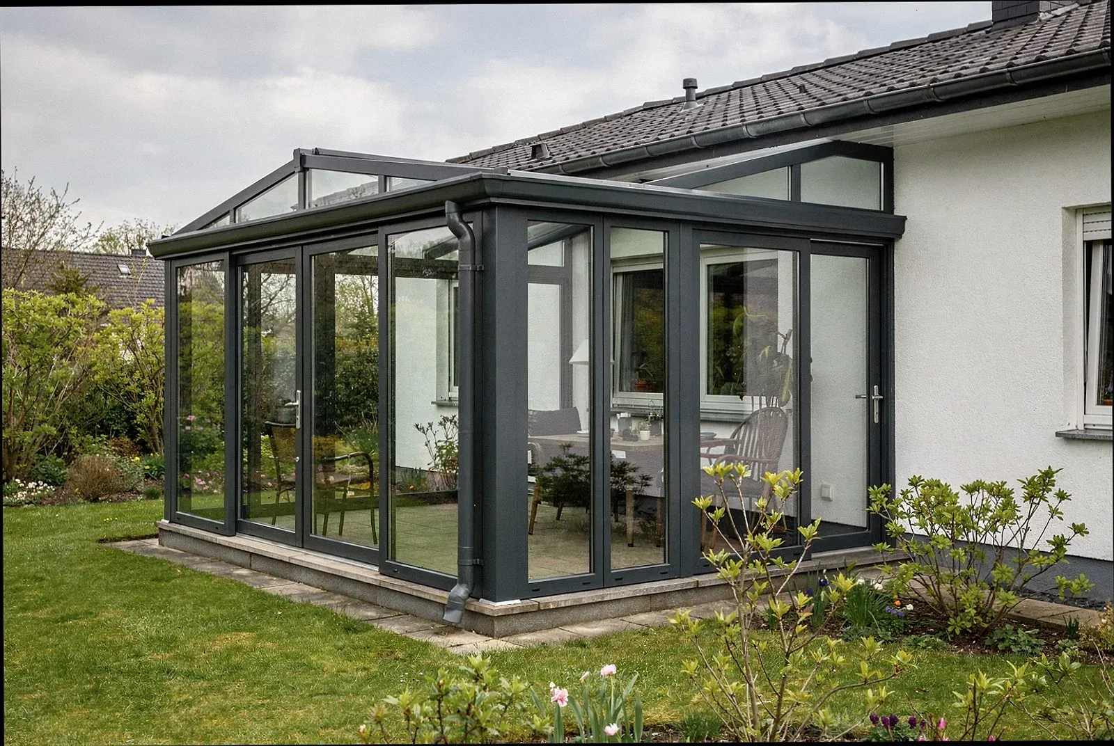 Beheizter Wohnwintergarten mit bodentiefer Verglasung an einem Wohnhaus in Euskirchen